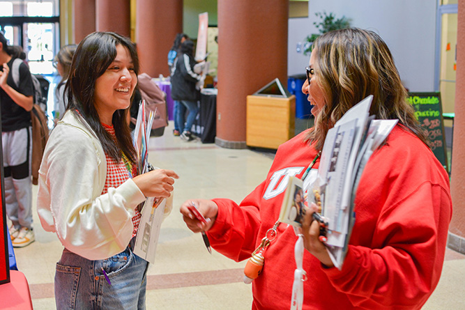 In this Oct. 15, 2024, photo, students participate in The University of New Mexico-Gallup’s annual College Transfer & Scholarship Fair inside Gurley Hall Commons.
