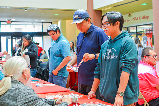 In this Oct. 15, 2024, photo, students participate in The University of New Mexico-Gallup’s annual College Transfer & Scholarship Fair inside Gurley Hall Commons. 
