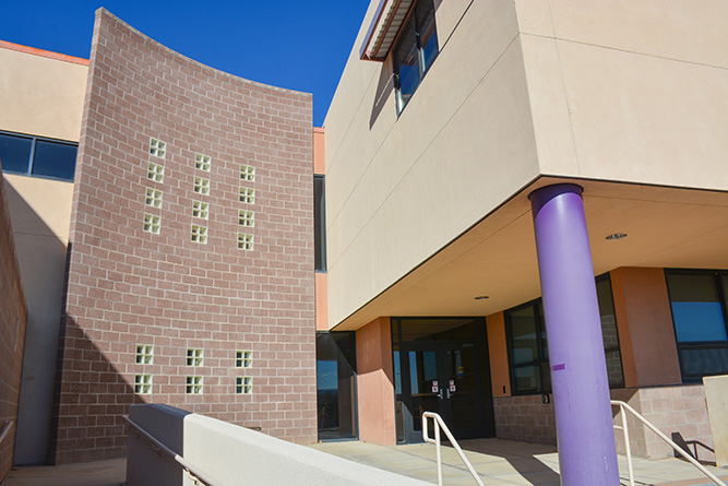 This 2023 file photo shows the eastern entrance of Calvin Hall Center at The University of New Mexico-Gallup.